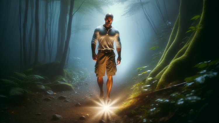 bald man walking through the winderness seeking and following the voice of the Lord